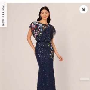 Adrianna Papell | Dresses | Multicolor Floral Beaded Mermaid Gown With  Dolman Sleeves In Midnight Multi | Poshmark